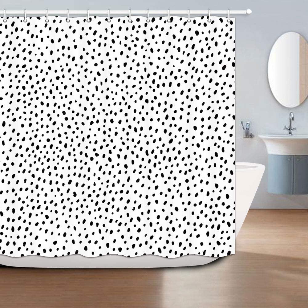 Black and White Polka Dot Shower Curtain Simple Structure Abstract