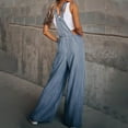 thumbnail image 3 of SELONE Jumpsuits for Women Casual Summer Denim Wide Leg Jean Bandage Long Pant Sleeveless Ladies Travel Comfortable Vacation Womens Jumpers and Rompers Casual Solid Color Light Blue XXL, 3 of 9