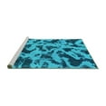 thumbnail image 2 of Ahgly Company Machine Washable Indoor Square Abstract Turquoise Blue Modern Area Rugs, 6' Square, 2 of 4