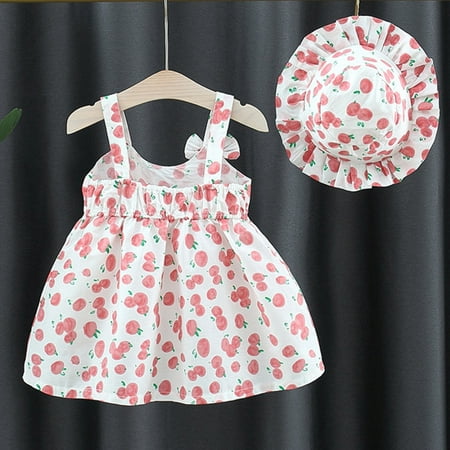 

B91xZ Girls Dresses Toddler Baby Girls Dress Summer Bohemia Floral Ruffle Strap Sleeveless Casual Beach A Line Dresses Floral White Size 18 Months