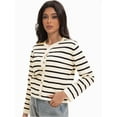thumbnail image 5 of Women's Striped Cardigan Sweater Trendy Long Sleeve Button Down Crew neck Cardigans, 5 of 6