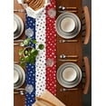 thumbnail image 5 of Red Blue Stars 4th of July Burlap Cotton Table Runner 13x90 Inches Long, Independence Day Retro Farmhouse Table Runners, Outdoor Dining Tablecloths Decor for Baby Shower/Party/Wedding, 5 of 6