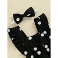 thumbnail image 5 of Baby Girls 2Pcs Summer Outfits, Fuzzy Dots Pattern Ruffle Sleeve Backless Romper + Headband Set, 5 of 9