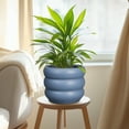 thumbnail image 2 of 8 inch Ceramic Pot - Large Round Plant Pot with Drainage, Modern Pot for Outdoor Plants for Christmas & Holiday Decorative Gray, 2 of 6