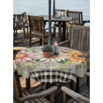 thumbnail image 2 of Outdoor Tablecloth with Umbrella Hole for Patio/Picnic/Party/Camping, Vintage Daisy Floral Waterproof Table Cloth Round Cover Washable, Spring Flowers Botanical Leaves Checkered Wooden (Dia 60"), 2 of 8