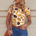 thumbnail image 6 of KLL Women 's Crew Neck Bodysuit Jumpsuits Coffee Bun Hot Dog Print Short onesies Stretch T Shirts, 6 of 7