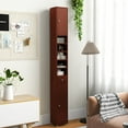 thumbnail image 5 of Gymax Tall Slim Bathroom Storage Cabinet Linen Tower w/Drawer Adjustable Shelves Brown, 5 of 10