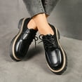thumbnail image 3 of Womens Loafers Casual Round Toe Leather Lace up Platform Lug Sole Oxford Shoes Office Work Business Dressy Shoes Black Size 7.5, 3 of 6