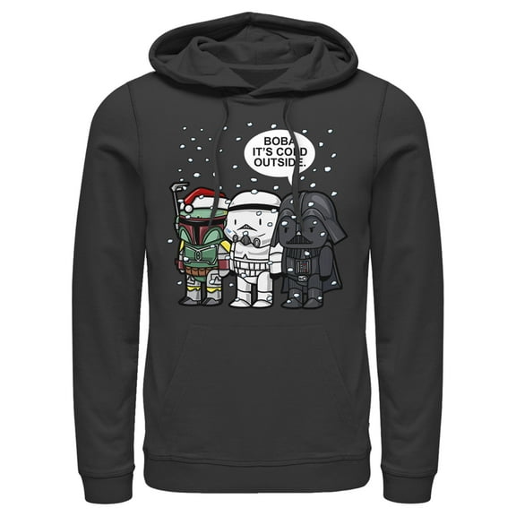 Men's Star Wars Christmas Boba It's Cold Outside  Pull Over Hoodie Black 2X Large