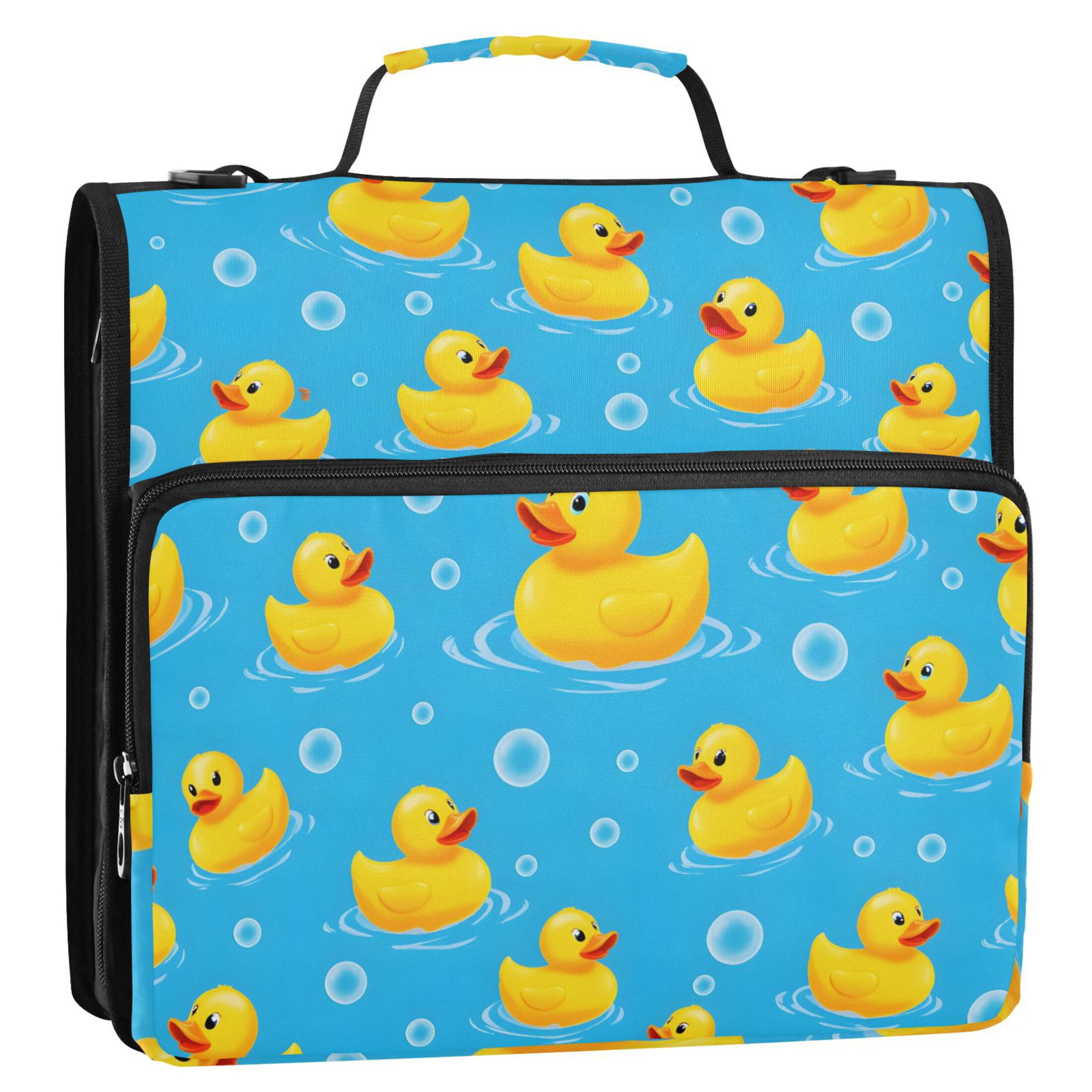 ALAZA Zipper Binder Cute Ducks Bubbles 3 Ring Trapper Keeper File Folder Organizer Bag