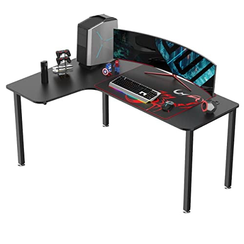 EUREKA ERGONOMIC 60 Inch Black Corner L Shaped Computer Desk, Home office Gaming Study Work Writing Table Long Large Sturdy Workstation Simple Modern with Metal Legs, Left Side