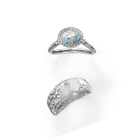 - Ancient Roman Glass Two-piece Ring Set Sterling Silver
