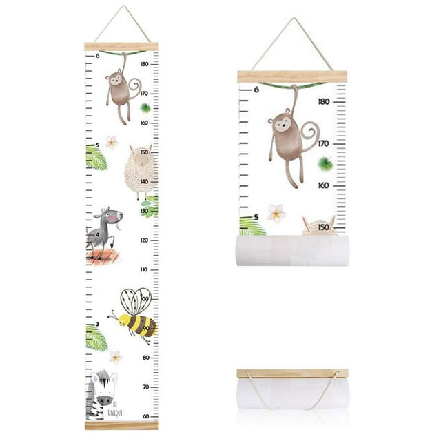 Tabla de crecimiento de animales para niños, tabla de altura para bebés, reglas de lona para medir la altura de niños y niñas (Animales 6)