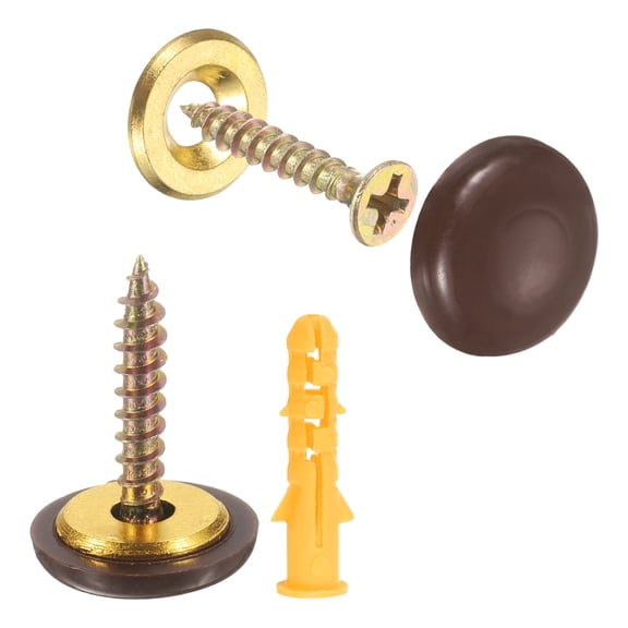 Uxcell 12 Pcs 16.8mm Decorative Caps Cover Nails, Zinc Alloy Screw Covers Caps, Brown