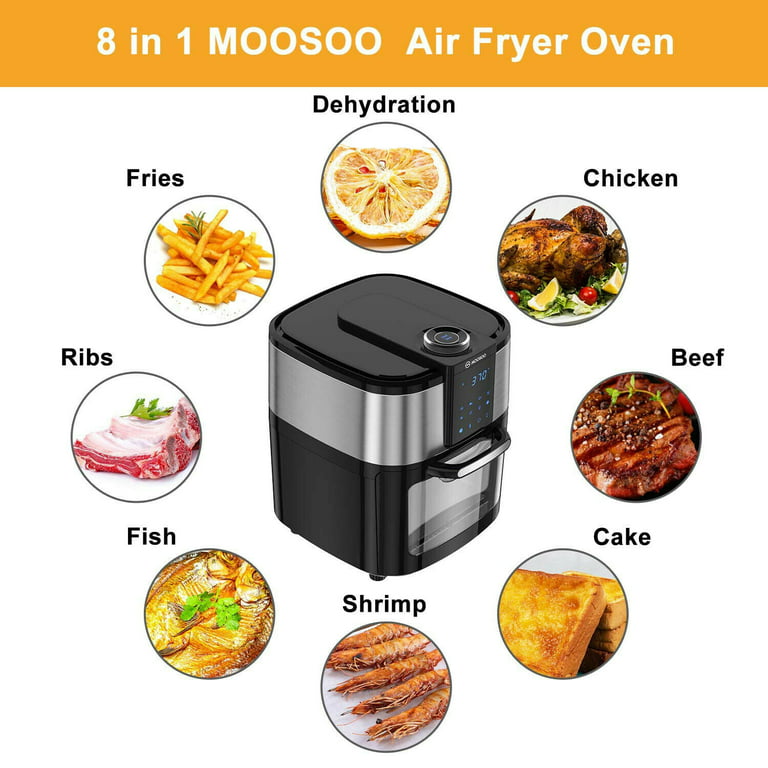 MOOSOO Air Fryers, 12.7Qt Air Fryer Oven, 8-in-1 Air Fryer Cooker