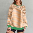 thumbnail image 2 of Youyipin Women Striped Sweatshirt Long Sleeve Shirts Crewneck Oversized Casual Pullover Top 2024 Fall Fashion Outfits Clothes, 2 of 5