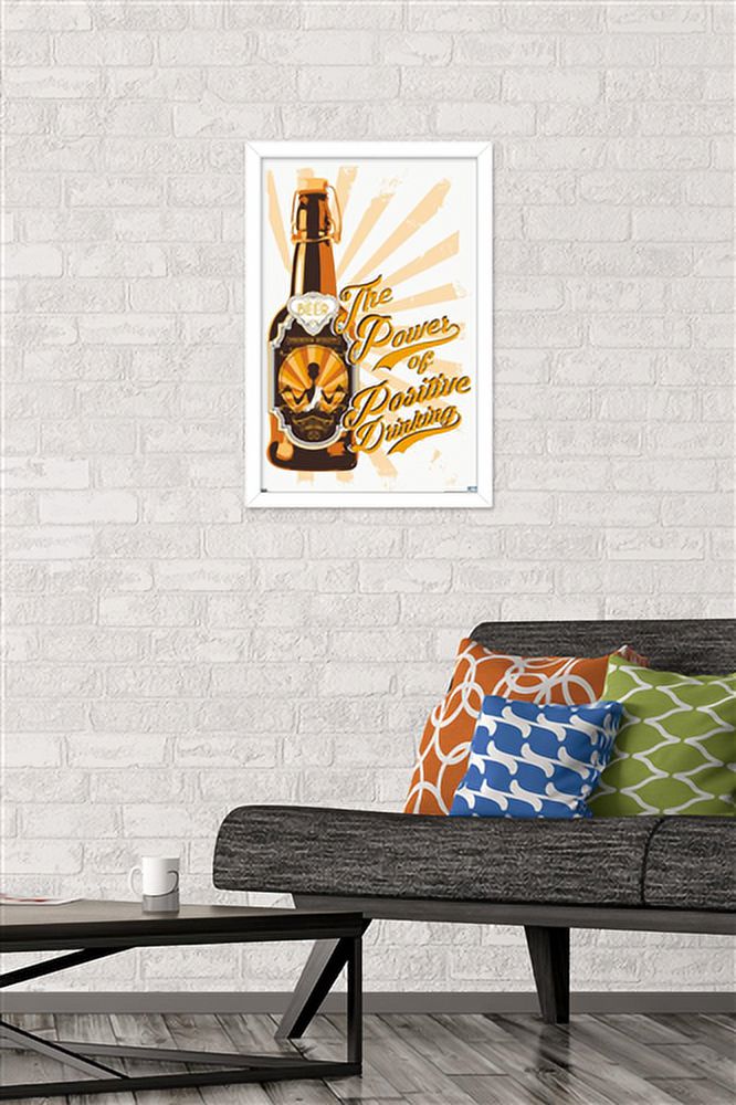 Lunch Hour Productions - Positive Drinking Wall Poster, 14.725" x 22.375" Framed