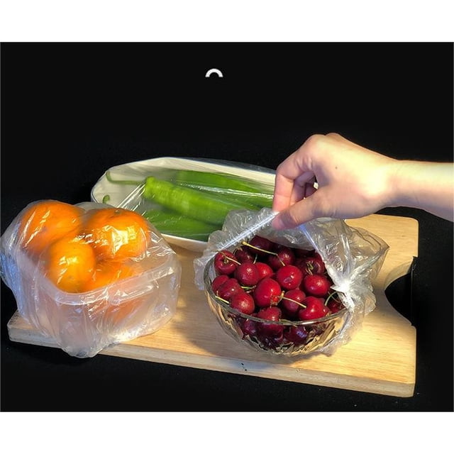 Juego de 100 tapas de cuencos de plástico reutilizables - Cubiertas elásticas gruesas para alimentos en cuencos y platos, tapas de almacenamiento aptas para lavavajillas