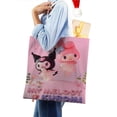 thumbnail image 4 of My Melody Bolso de tela con estampado de lienzo para mujer, bolsa de compras reutilizable y estética, con cremallera interior, regalo para mujer,40*45cm., 4 of 6