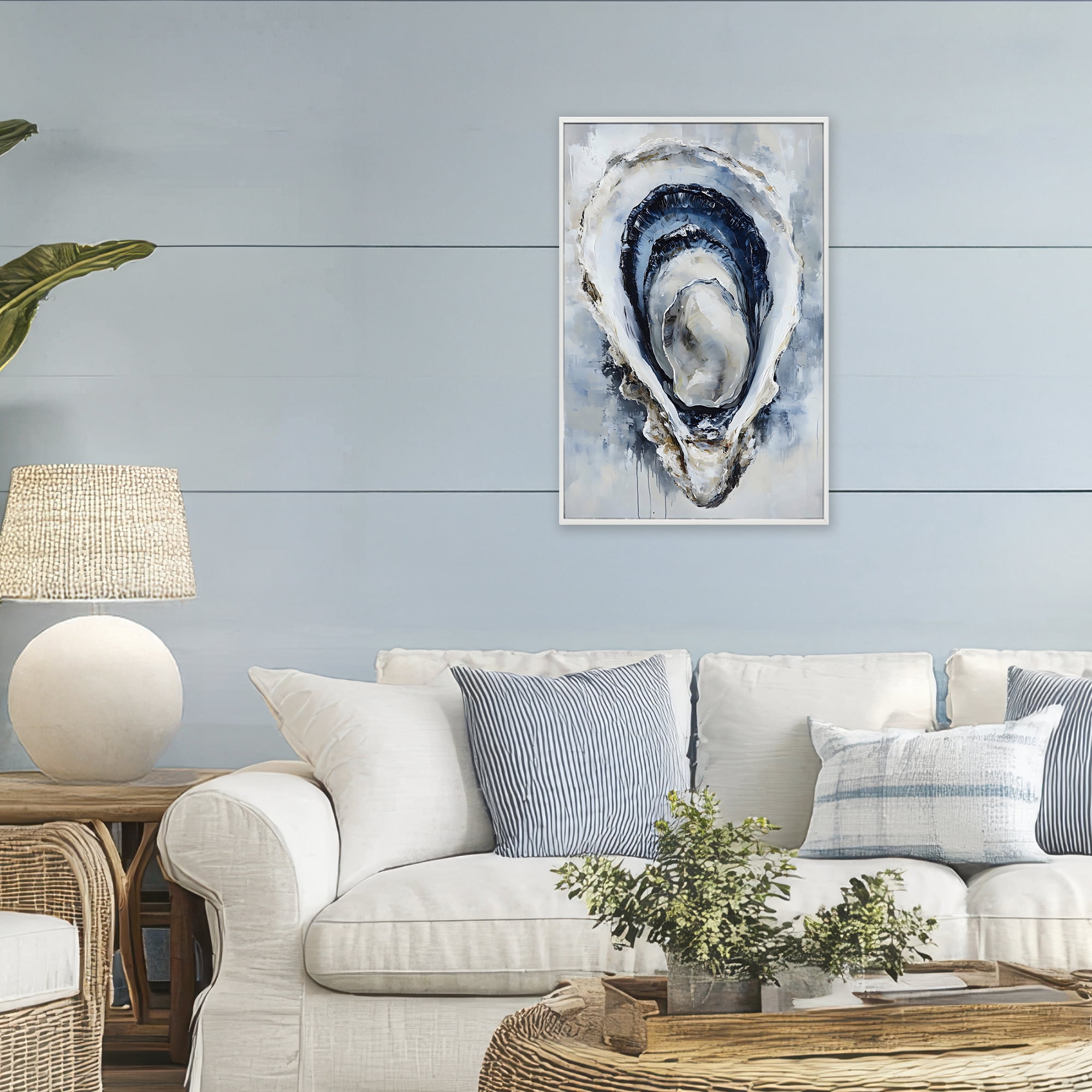 Stupell Industries Blue Oyster Shell Interior White Framed Giclee Art, design by Creative Studio