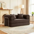 thumbnail image 2 of ATHOPE 63" Folding Convertible Sofa Bed, Oversized Corduroy Upholstered Boneless Couch, Loveseat Sleeper with Pull Out Bed, Floor Sofa Modular Futon Couch for Living Room Bedroom Lounge, Coffee, 2 of 13