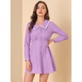 thumbnail image 2 of Vestido camisero informal Allegra K de algodón de manga larga con cuello Peter Pan para mujer Púrpura XL, 2 of 6