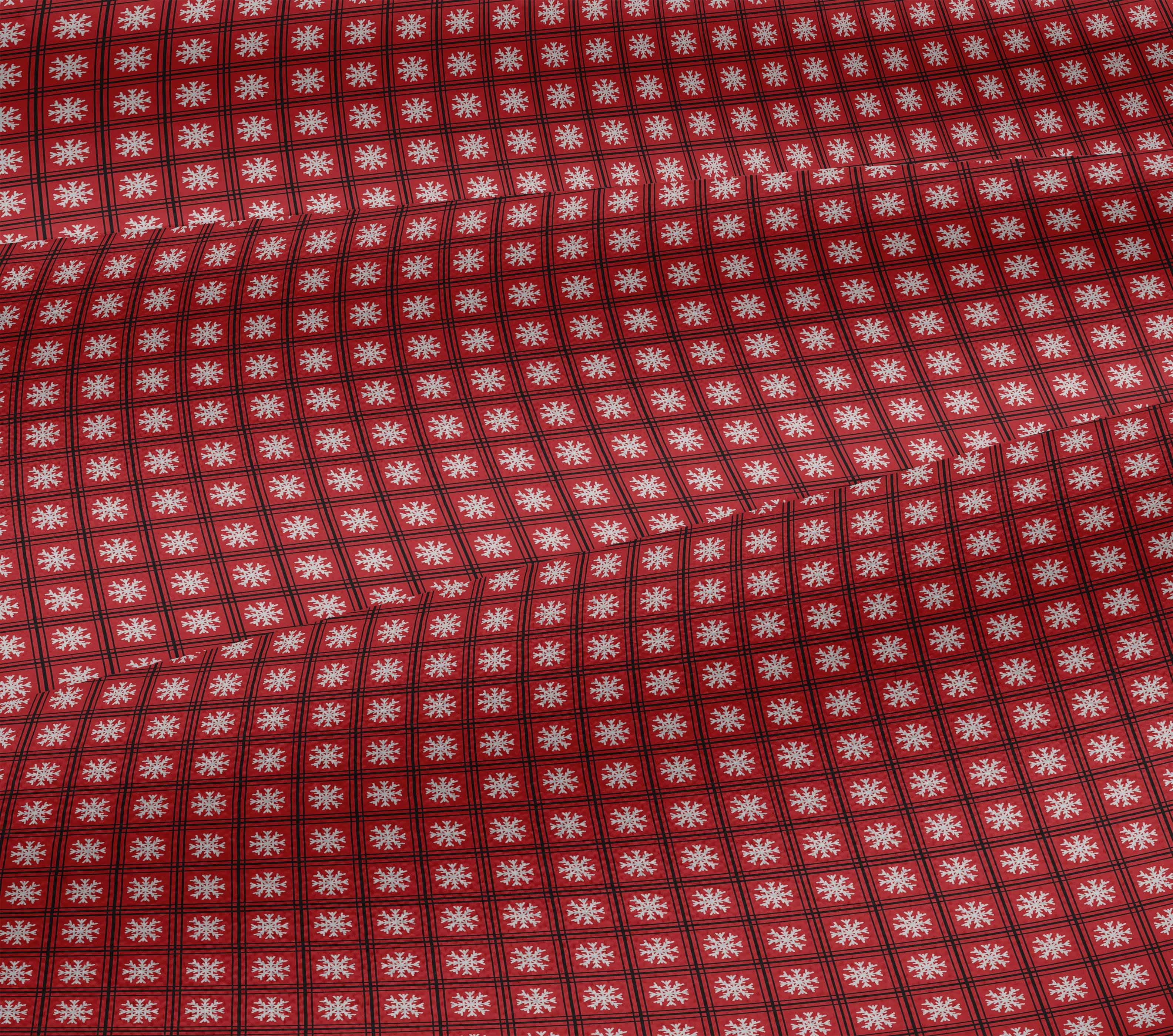 oneOone Cotton Jersey Red Fabric Merry Christmas Sewing Material Print Fabric By The Yard 58 Inch Wide