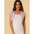 thumbnail image 4 of Top De Encaje Floral Transparente De Manga Corta Elegante Para Mujer Rosa XL, 4 of 6