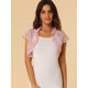 thumbnail image 4 of Top De Encaje Floral Transparente De Manga Corta Elegante Para Mujer Rosa XL, 4 of 6