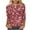 #378-Pink, variant on ICHUANYI 3/4 Sleeve Shirts for Women Spring Printed Crewneck Casual Fashionable Tops Loose Three Quarter Length Blouses