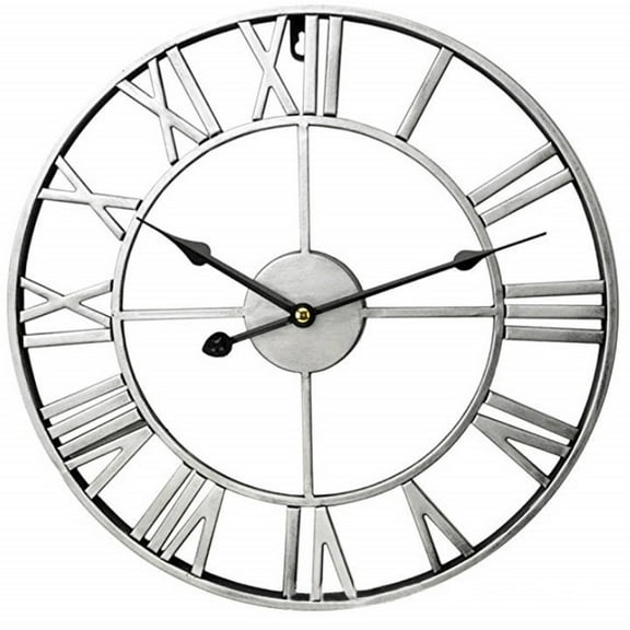 DESIGNICE Wall Clock,Silent Mechanism Kitchen Clock,Vintage Design Secure Back Reinforcement Wall Clocks Battery Operated,Silver