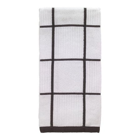 T-Fal Textiles 10153 100-Percent Cotton Checked Parquet Kitchen Dish Towel, Charcoal, Single