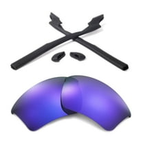 Walleva Purple Polarized Lenses And Black Rubber Kit For Oakley Half Jacket 2.0 XL OO9154 Sunglasses