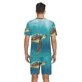 thumbnail image 6 of joogoo Men's Pajama Set Turtle under Sea V-Neck Pj Shorts Set 2 Piece Loungewear Sleepwear S, 6 of 7