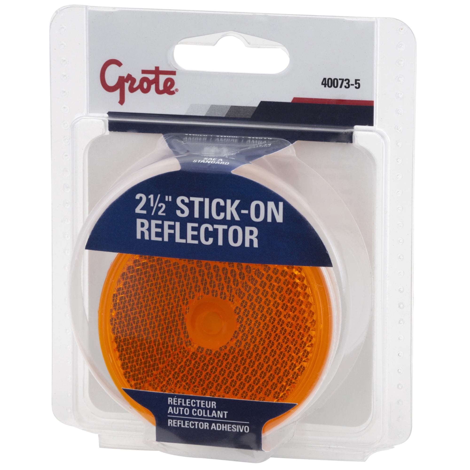 Grote 40073-5 Yellow 2 1/2" Round Stick-On Reflector