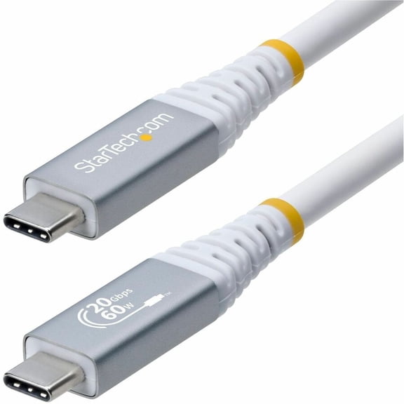 StarTech 10ft (3m) USB4 Cable, 20Gbps, USB-IF Certified USB-C Cable, 60W, 4K120Hz DP 2.1, TPE Jacket, White USB-C Cord