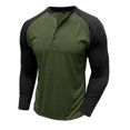 thumbnail image 4 of SUNSIOM Men's Spring Autumn Casual T-shirts Long Sleeve Round Neck Contrast Color Button Up Tops, 4 of 7