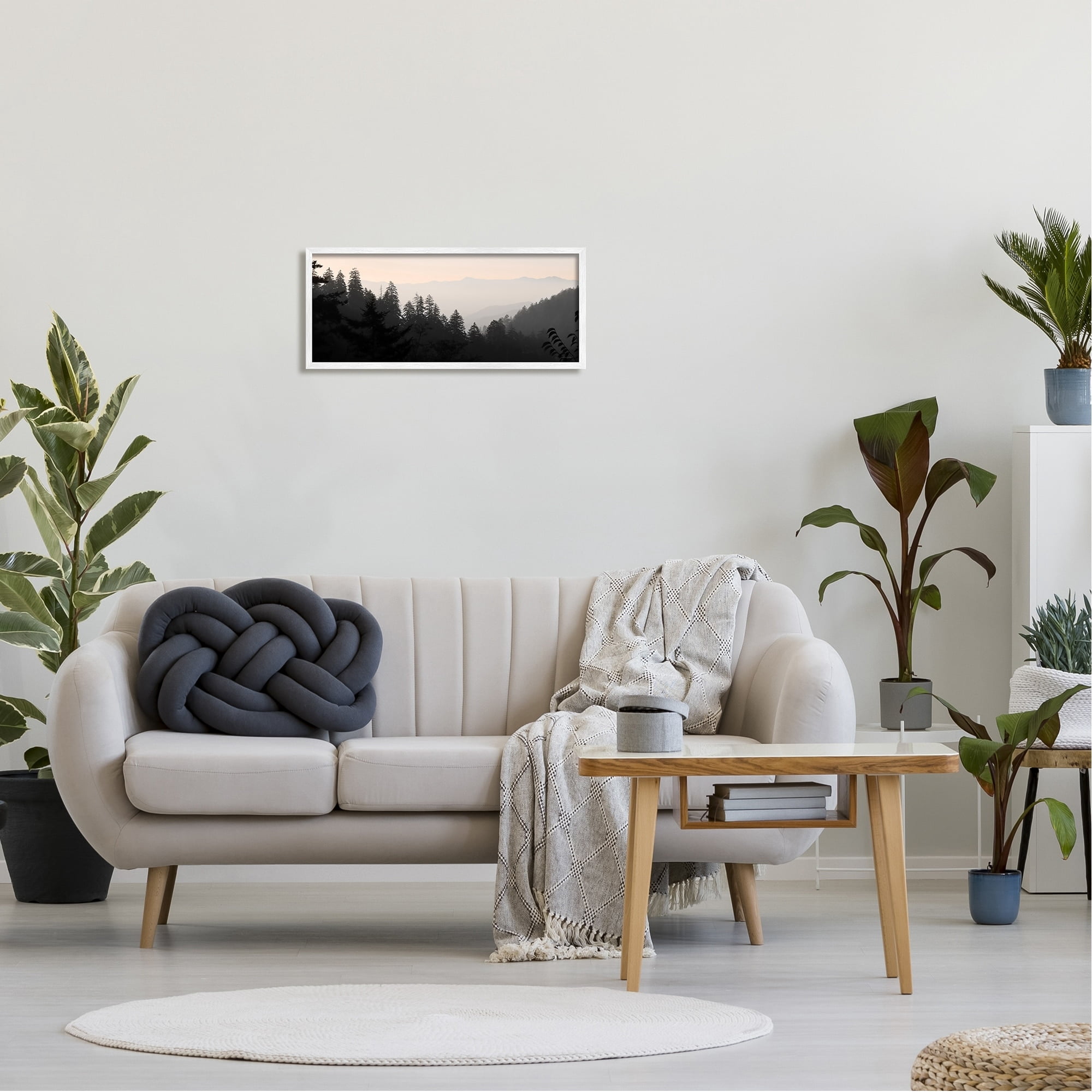 Stupell Industries Woodland Forest Nature Silhouette Warm Sky Mountains Photograph White Framed Art Print Wall Art, Design by Lori Deiter