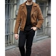 thumbnail image 2 of Mens Tan Brown Suede Biker Jacket, Men Brown Moto Jacket, Jacket for Mens, 2 of 4