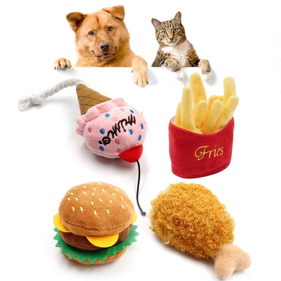 SPRING PARK Plush Squeaker Dog Toy The Fries Hamburger Ice Cream Foodie Pup