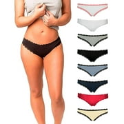 Emprella Cotton Underwear Women, 8 Pack Womens Bikini Seamless Ladies Cheeky Panty - L