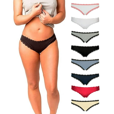 Emprella Cotton Underwear Women  8 Pack Womens Bikini Seamless Ladies Cheeky Panty - M