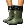 thumbnail image 2 of Women's PVC Mid Calf Drawstring Rain Boots Non Slip Deep Tread Sole Gardening Shoes Solid Color for Backyard Planting Rainy Field Trips Green 44, 2 of 7