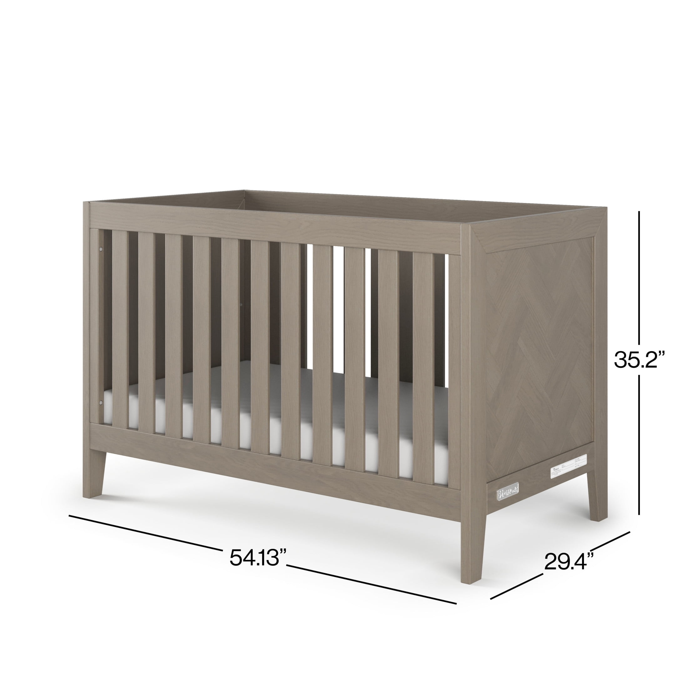 Child Craft Kieran 3-in-1 Convertible Crib, Herringbone Panel Design, 2 Mattress Heights, Crescent Gray