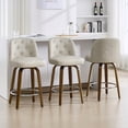 thumbnail image 3 of Foreate Swivel PU Bar Stools Set of 1, 26" Uholstered Leather with Button-tufted Mid-Back & Wood Legs, Modern Chair Kitchen Pub Island Counter Stool, 3 of 11