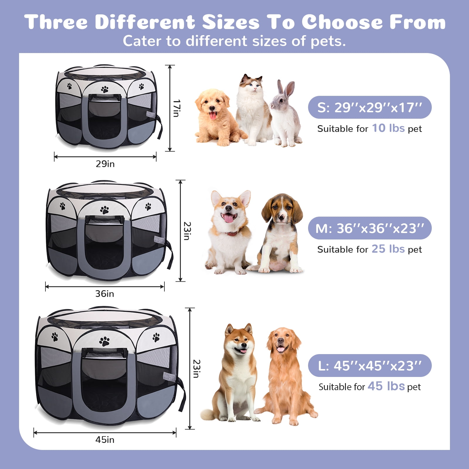 Luxvie Extra Large Pet Playpen Dog Cat Playpen Puppy Playpen Indooor Cat Cage Dog Fence, 45" Diameter 23" Height Cat Tent Playpen for Indoor Dog Pen for Cat Puppy Rabbit, Beige & Gray