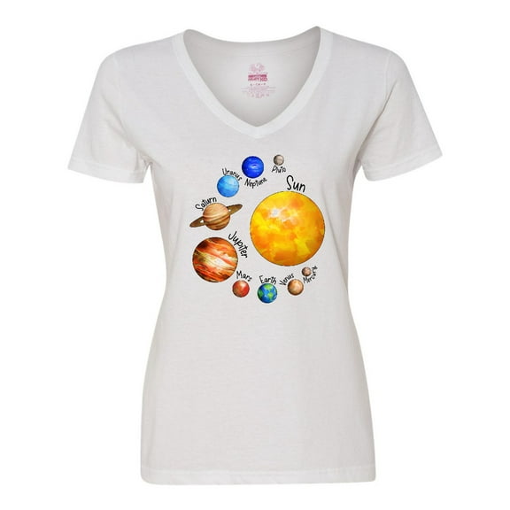Inktastic Sun and Planets- Yes, and Pluto Women's V-Neck T-Shirt