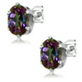 thumbnail image 3 of Gem Stone King 925 Sterling Silver Green Mystic Topaz Stud Earrings for Women Men (2.90 Cttw, Gemstone Birthstone, Oval 8X6MM), 3 of 5