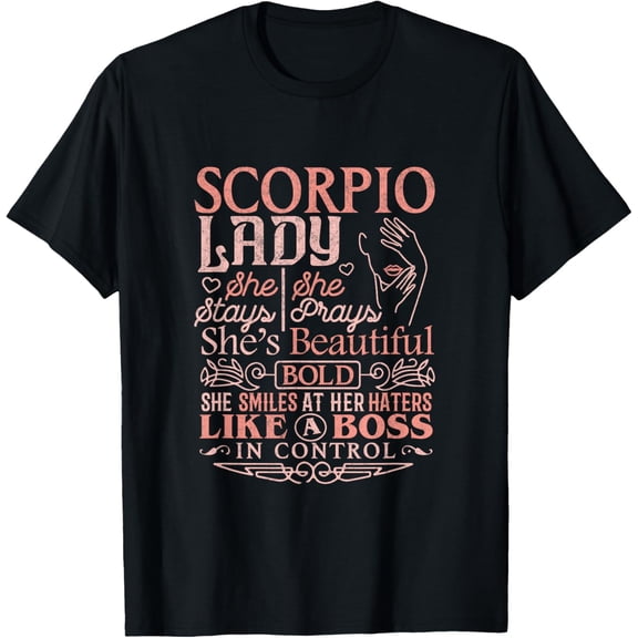 t-shirt Scorpio Lady Shirt Astrology Zodiac Sign Scorpio Woman Girl T-Shirt mens,black,women,funny,journey,Crew Neck, Short Sleeve,printing