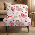 thumbnail image 2 of HELLHERO Stretch Elastic Bottom Armless Accent Chair Protector for Hotel, Stain Protection Armless Accent Chair Cover, Strawberry Pattern, 2 of 8